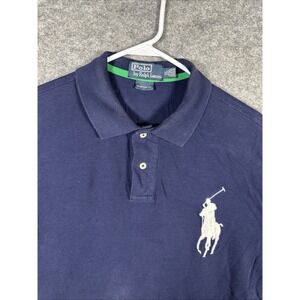 Polo Ralph Lauren Navy‎ Blue / Yellow Big White Pony Logo Golf Polo Shirt Sz XL